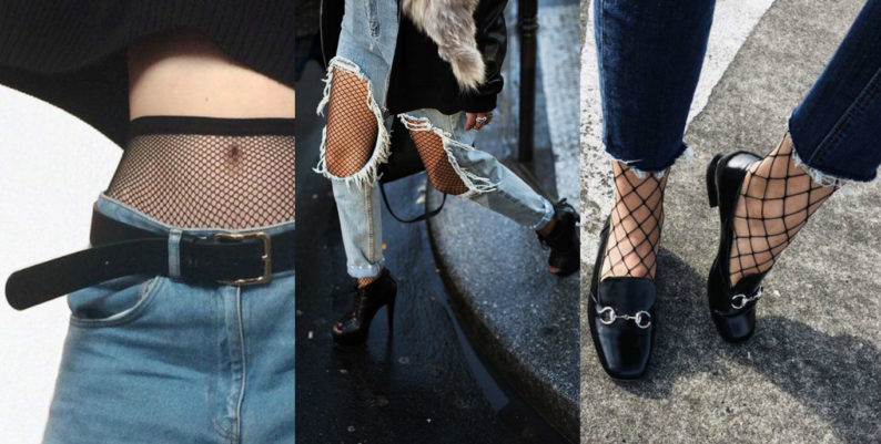 Jeans con calze a rete discount